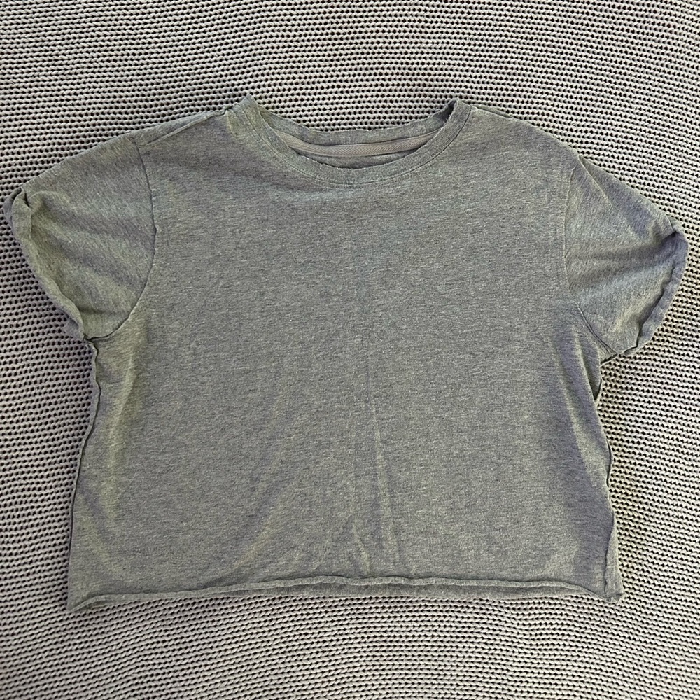 Free People We The Free The Perfect Tee, Cropped Boxy T Shirt, Grey, Size XS
